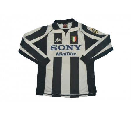 Juventus 97/98 Home Black&White Long Sleeve Soccer Jersey